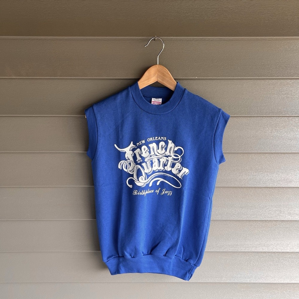 80s New Orleans French Quarter Birthplace of Jazz Sleeveless Sweatshirt S